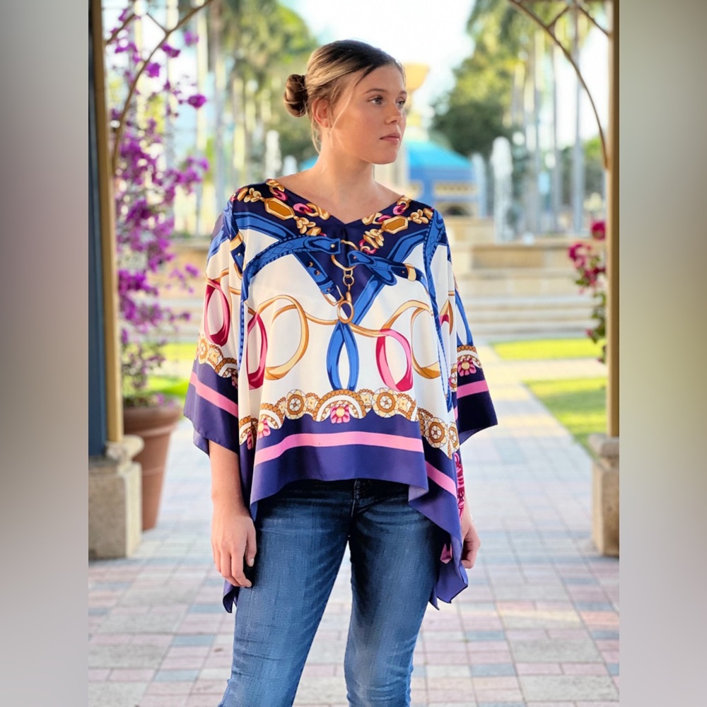 Stacey Bradley Designs Women's Multicolor V-Neck Silk Tunic - One Size - New